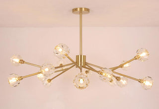 Lustra Suspension Lampe Boule en Cristal et Laiton en Grappe