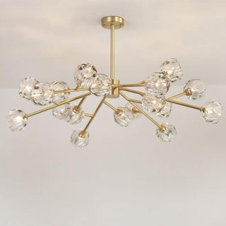 Lustra Suspension Lampe Boule en Cristal et Laiton en Grappe