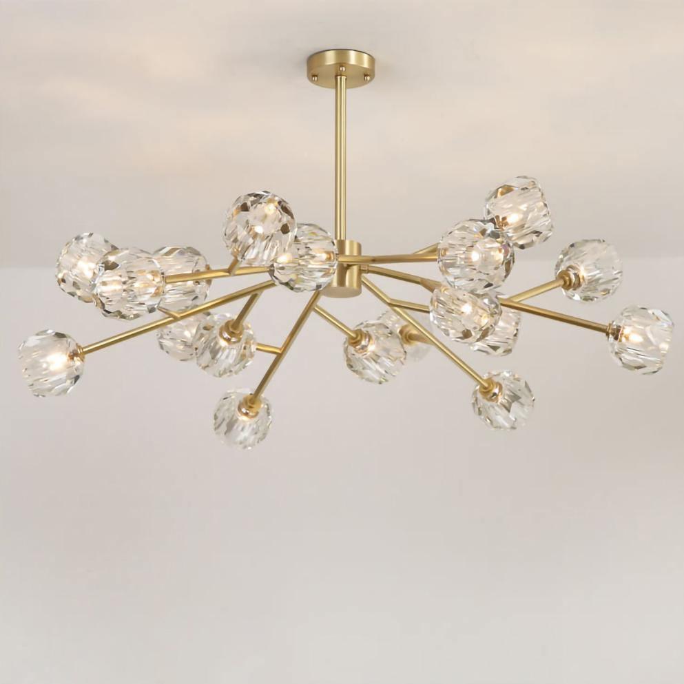 Talene Suspension Lampe Boule en Cristal et Laiton en Grappe