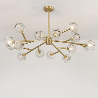 Lustra Suspension Lampe Boule en Cristal et Laiton en Grappe