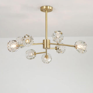 Lustra Suspension Lampe Boule en Cristal et Laiton en Grappe