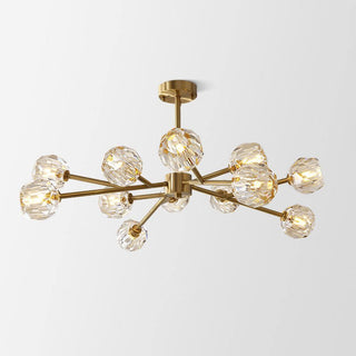 Lustra Suspension Lampe Boule en Cristal et Laiton en Grappe