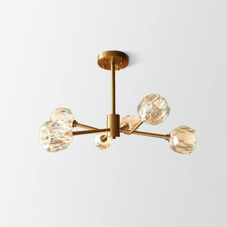 Lustra Suspension Lampe Boule en Cristal et Laiton en Grappe