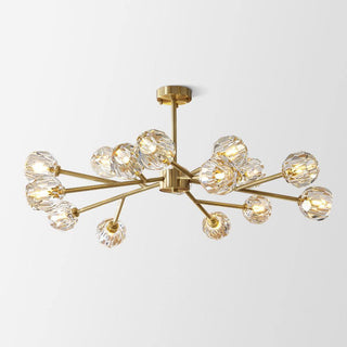 Lustra Suspension Lampe Boule en Cristal et Laiton en Grappe
