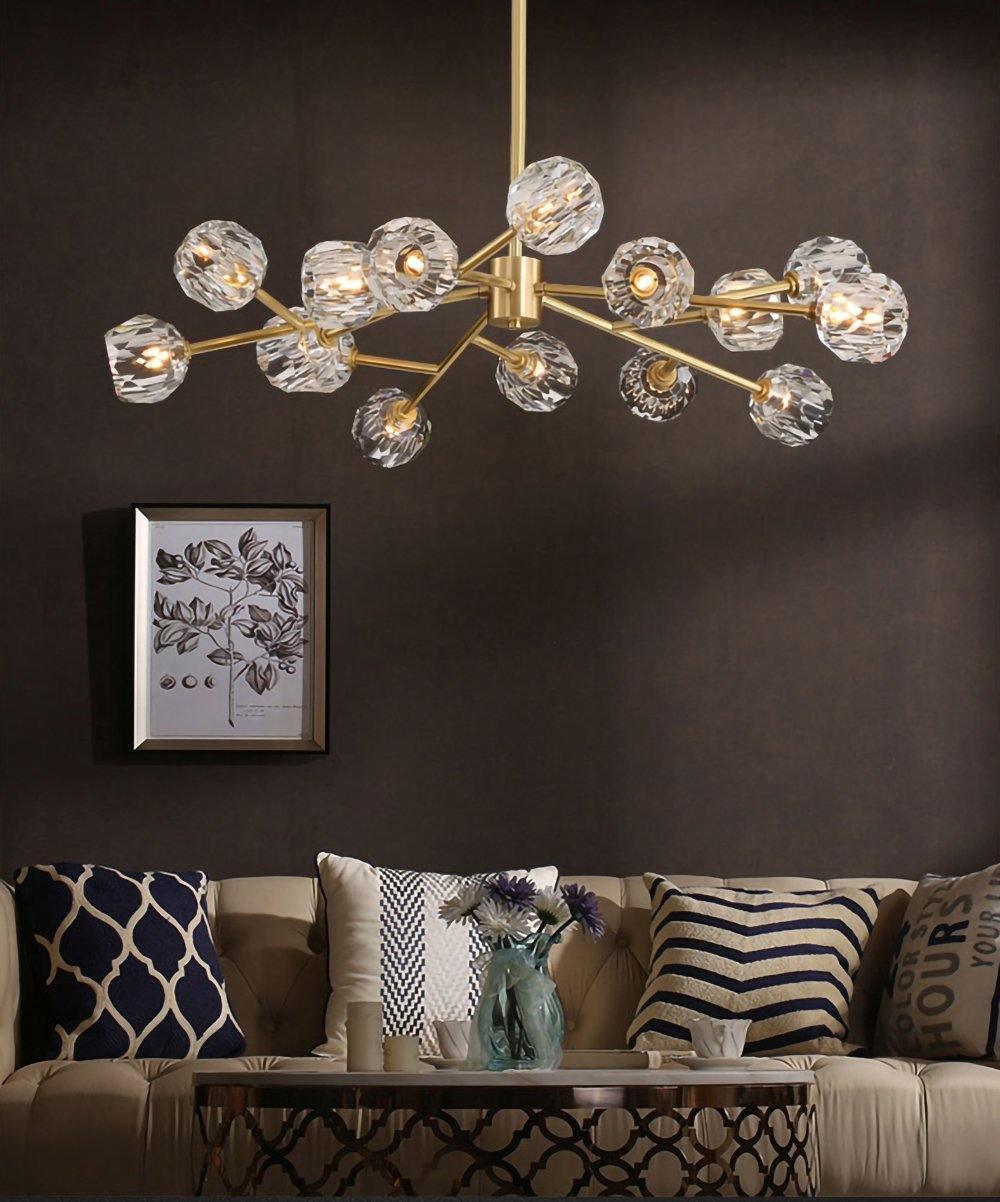 Talene Suspension Lampe Boule en Cristal et Laiton en Grappe