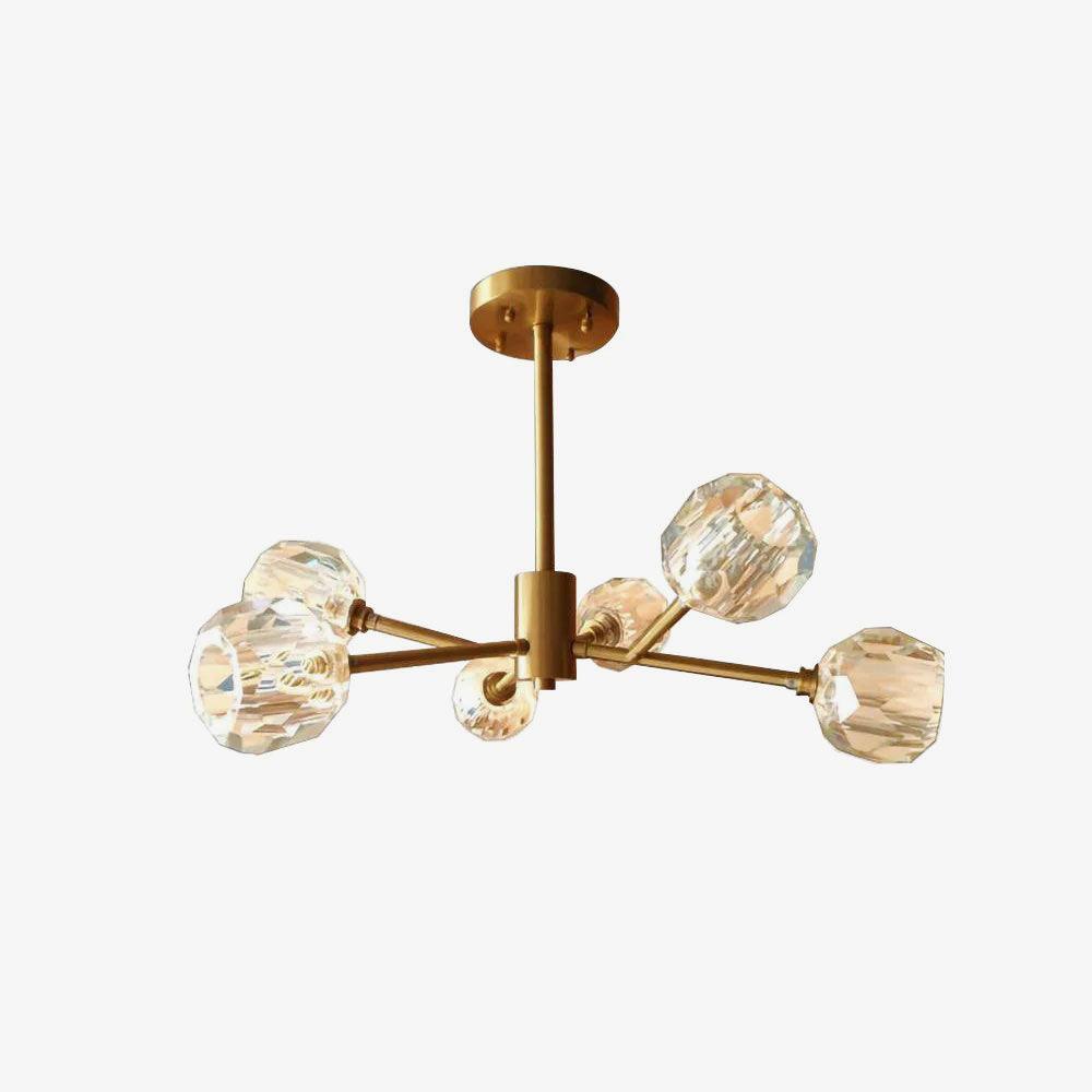 Talene Suspension Lampe Boule en Cristal et Laiton en Grappe
