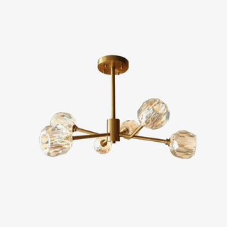 Lustra Suspension Lampe Boule en Cristal et Laiton en Grappe