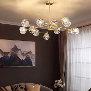 Lustra Suspension Lampe Boule en Cristal et Laiton en Grappe