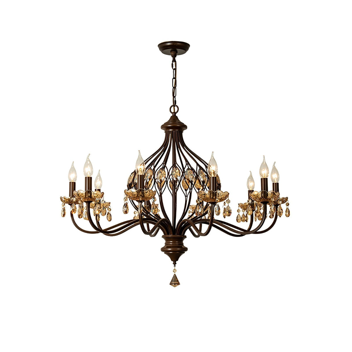 Enorel Lustre en Bronze Vintage avec Cristaux