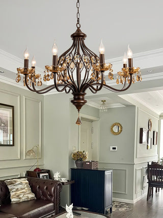 Enorel Lustre en Bronze Vintage avec Cristaux