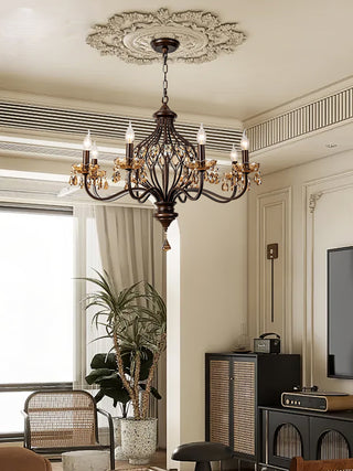 Enorel Lustre en Bronze Vintage avec Cristaux