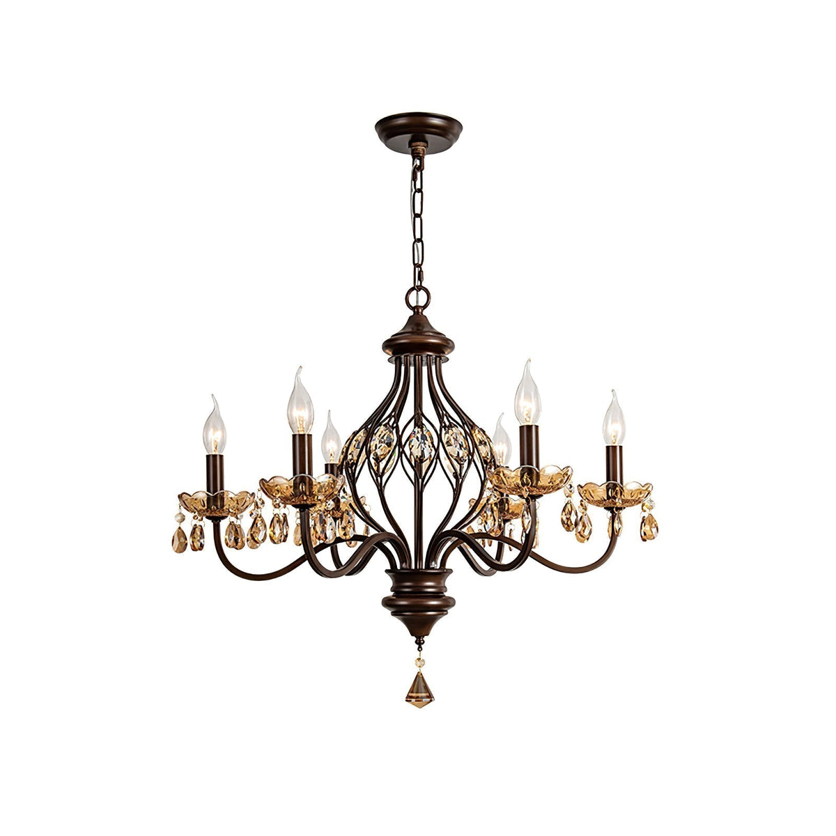 Enorel Lustre en Bronze Vintage avec Cristaux
