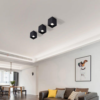 Lustra Plafonnier Cube Carré Noir Projecteur