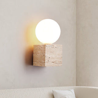 Eurlaean Applique Murale en Travertin Cube-Base