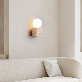 Eurlaean Applique Murale en Travertin Cube-Base