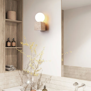 Eurlaean Applique Murale en Travertin Cube-Base