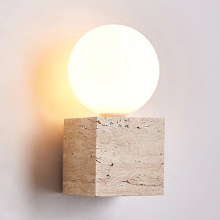 Eurlaean Applique Murale en Travertin Cube-Base