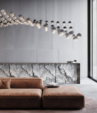 Cubic Luster Cascade Chandelier-Neutral Decor