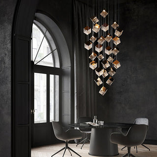 Cubic Luster Cascade Chandelier-Neutral Decor