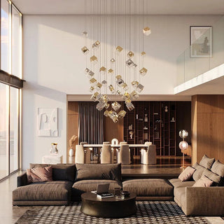 Cubic Luster Cascade Chandelier-Neutral Decor