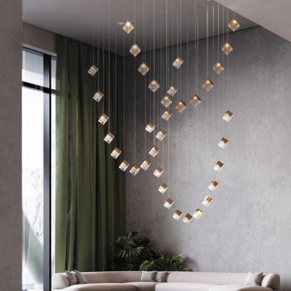 Cubic Luster Cascade Chandelier-Neutral Decor