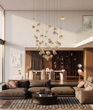 Cubic Luster Cascade Chandelier-Neutral Decor