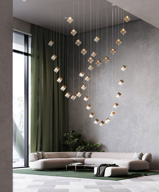Cubic Luster Cascade Chandelier-Neutral Decor