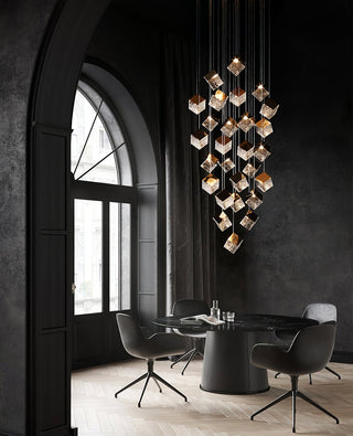 Cubic Luster Cascade Chandelier-Neutral Decor