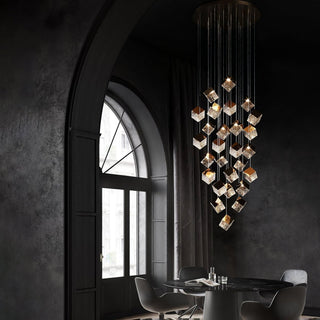 Cubic Luster Cascade Chandelier-Neutral Decor