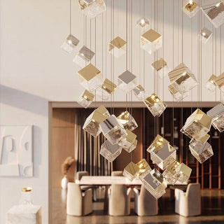 Cubic Luster Cascade Chandelier-Neutral Decor