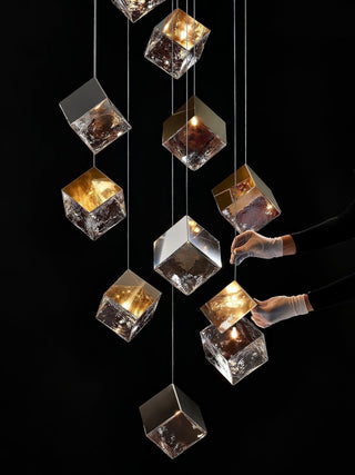 Cubic Luster Cascade Chandelier-Neutral Decor