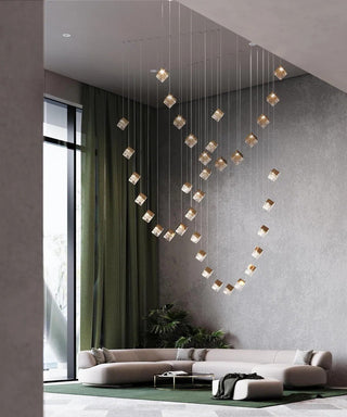 Cubic Luster Cascade Chandelier-Neutral Decor
