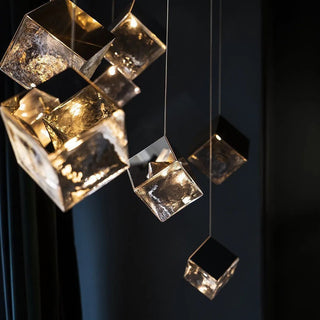 Cubic Luster Cascade Chandelier-Neutral Decor