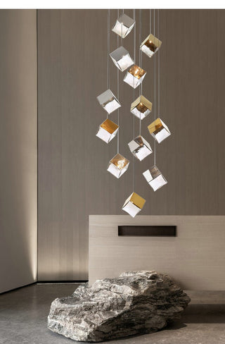 Cubic Luster Cascade Chandelier-Neutral Decor