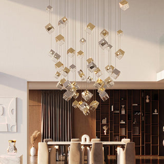 Cubic Luster Cascade Chandelier-Neutral Decor