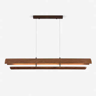 Curved Wood Linear Pendant Light-Neutral Decor