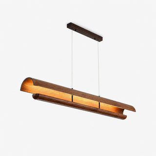 Curved Wood Linear Pendant Light-Neutral Decor