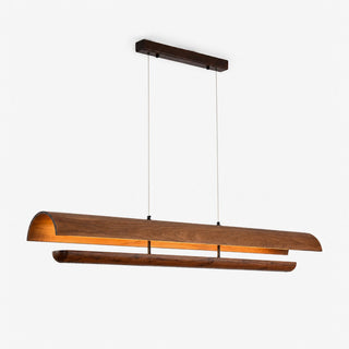 Curved Wood Linear Pendant Light-Neutral Decor