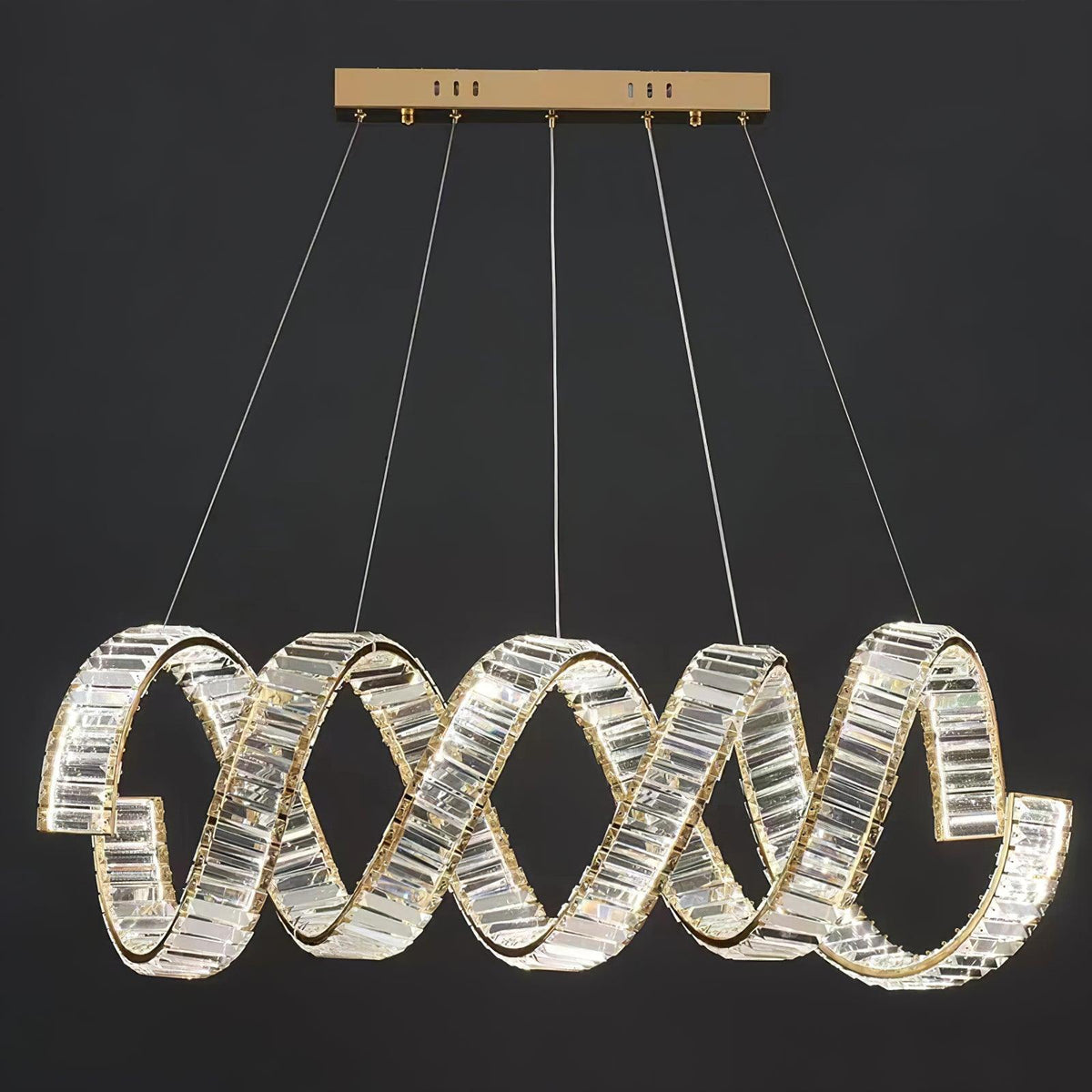 Dorista Lustre Courbé Cristal LED Luxueux