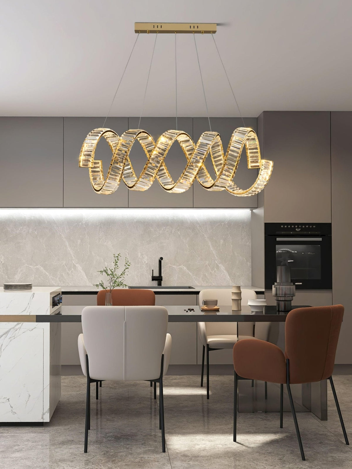Dorista Lustre Courbé Cristal LED Luxueux