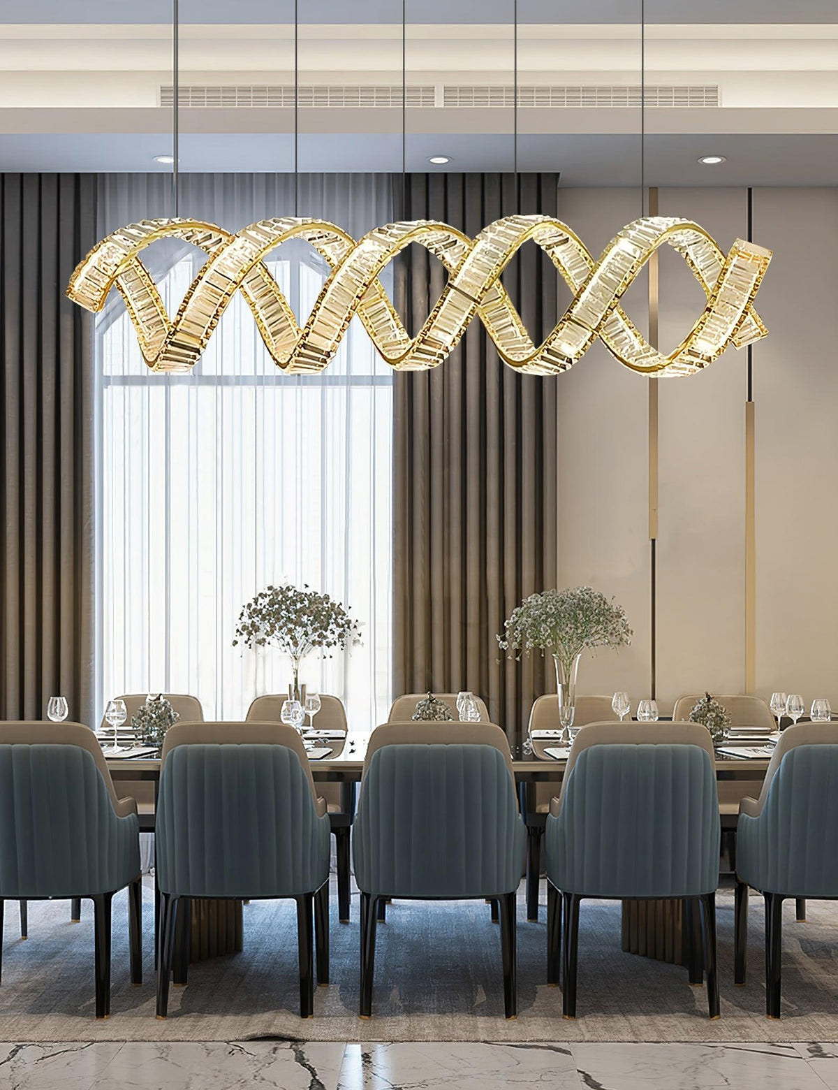 Dorista Lustre Courbé Cristal LED Luxueux