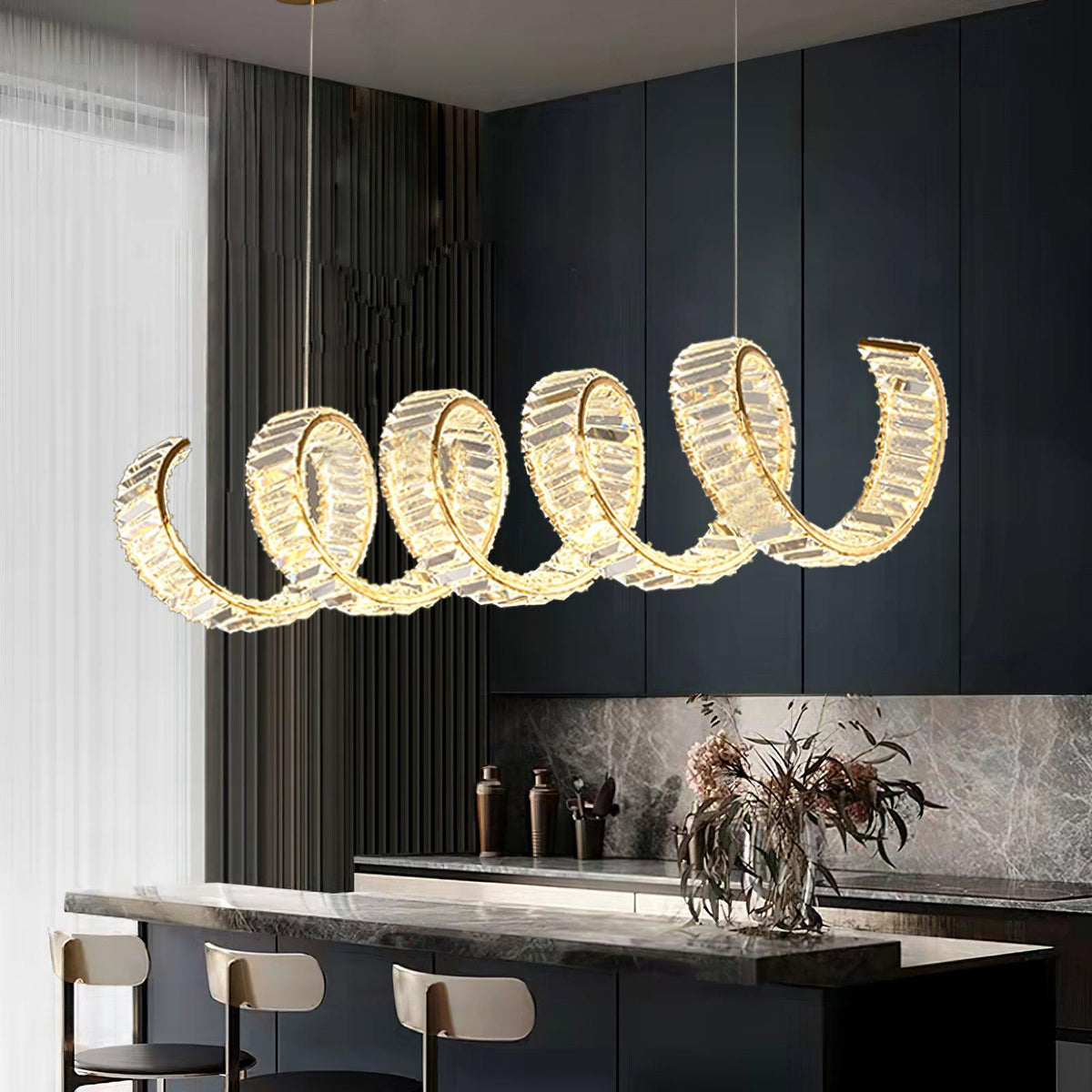 Dorista Lustre Courbé Cristal LED Luxueux