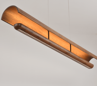 Curved Wood Linear Pendant Light-Neutral Decor