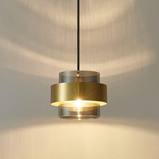 Solara Suspension en Laiton Cylindre Verre Contemporain