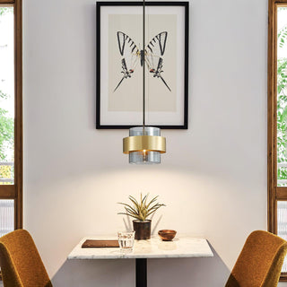 Solara Suspension en Laiton Cylindre Verre Contemporain