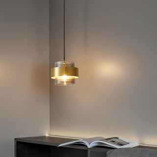 Solara Suspension en Laiton Cylindre Verre Contemporain