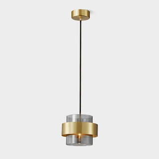 Solara Suspension en Laiton Cylindre Verre Contemporain
