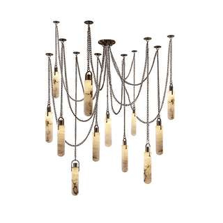 Cylindrical Cluster Alabaster Chandelier-Neutral Decor