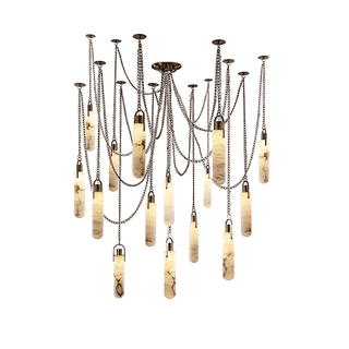 Cylindrical Cluster Alabaster Chandelier-Neutral Decor