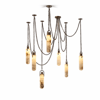 Cylindrical Cluster Alabaster Chandelier-Neutral Decor